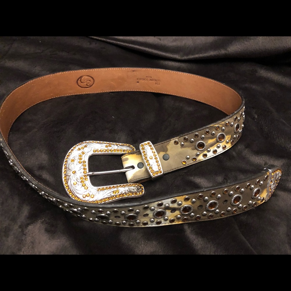 Angel Ranch Camo Rhinestone Leather Belt M